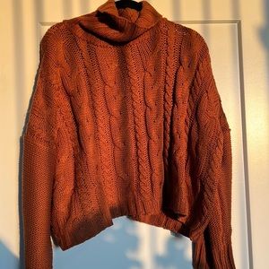 Burnt Orange Cowl Neck Sweater